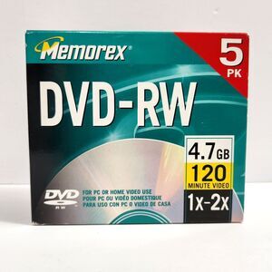 Memorex DVD-RW 1x 2x 4.7GB 120Mins 5-pack BRAND NEW SEALED